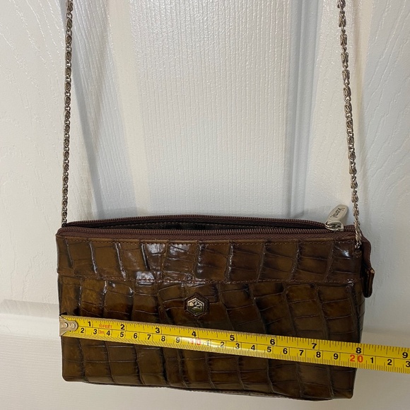 Valentina In Pell Italian Leather Zipper Purse Vintage Croc Style Look - Picture 10 of 16